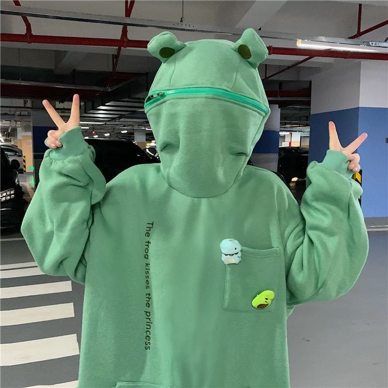 Green / 2XL Frog Pullover Sweaters: Perfect Couples Wear for Women and Men