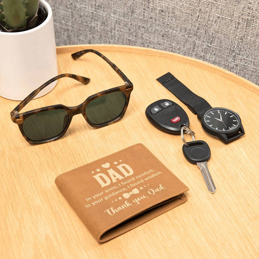 Gift for Dad: "In your Arms, I found Comfort" Leather Wallet