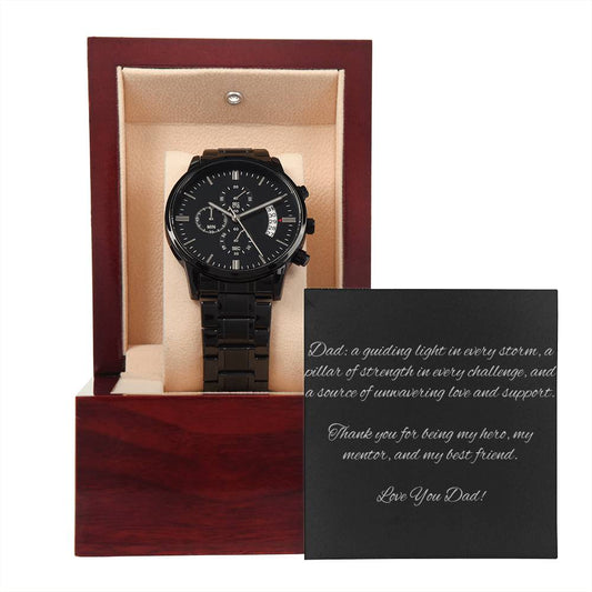 Gift For DAD: The Black Chronograph Watch - A Timeless Gift for Cherished Moments