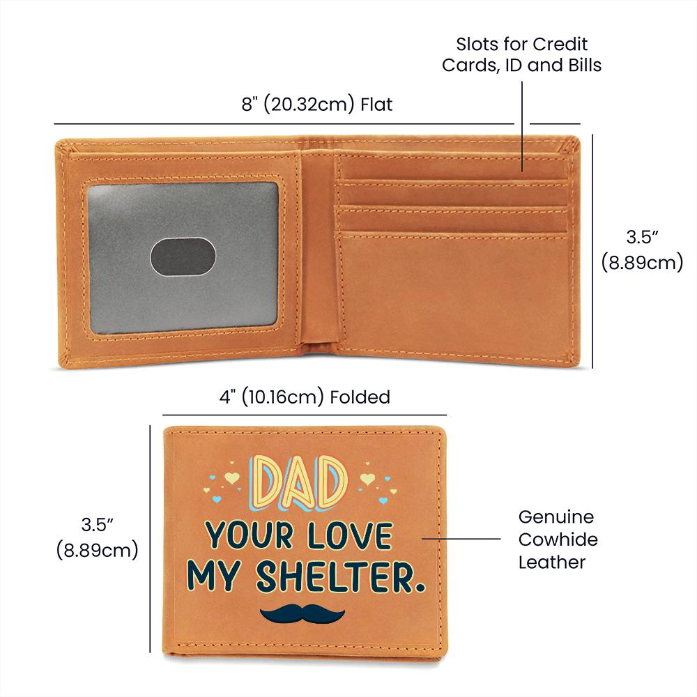 Gift for Dad: Your Love My Shelter Leather Wallet