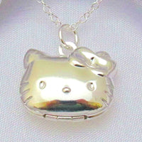 Gifts for Daughter: Sterling Silver Hello Kitty Cat Locket Pendant  ebay 18" Sterling Silver Link Chain  