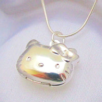 Gifts for Daughter: Sterling Silver Hello Kitty Cat Locket Pendant  ebay 18" Sterling Silver Snake Chain  