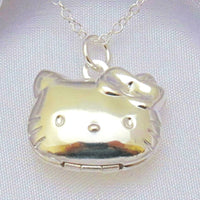 22" Sterling Silver Link Chain Gifts for Daughter: Sterling Silver Hello Kitty Cat Locket Pendant