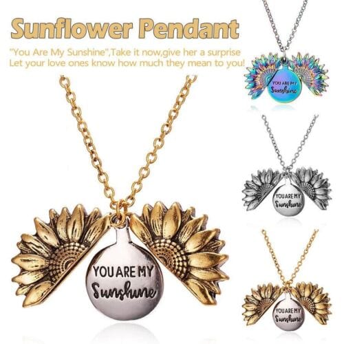 Gifts for Women: "You Are My Sunshine" Sunflower Pendant Locket Women Gifts