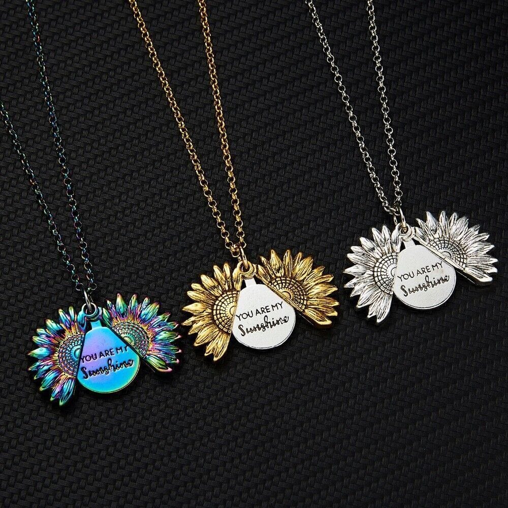 Gifts for Women: "You Are My Sunshine" Sunflower Pendant Locket Women Gifts