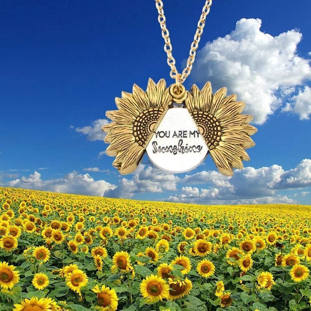 Gifts for Women: "You Are My Sunshine" Sunflower Pendant Locket Women Gifts