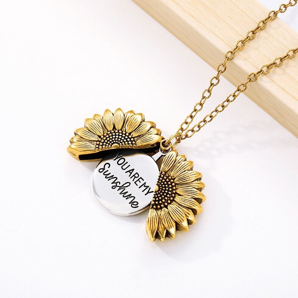 Gifts for Women: "You Are My Sunshine" Sunflower Pendant Locket Women Gifts