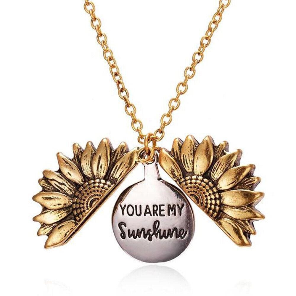 Gifts for Women: "You Are My Sunshine" Sunflower Pendant Locket Women Gifts