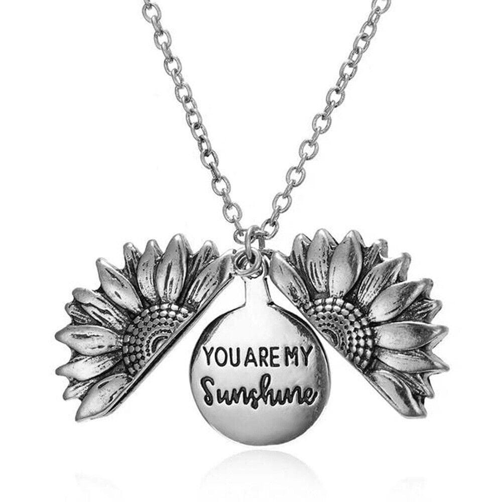 Gifts for Women: "You Are My Sunshine" Sunflower Pendant Locket Women Gifts