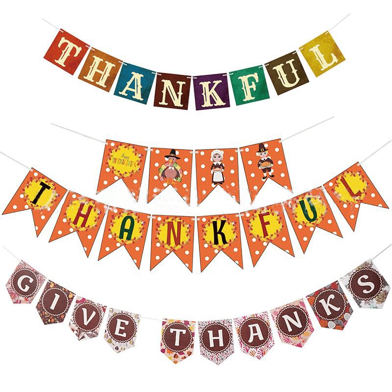 "Give Thanks" Banner Thanksgiving Garland for Gratitude Gifts CJ   