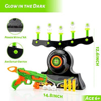 Glow in the Dark Floating Ball Shooting Targets for Kids: Hover Shot 1 Blaster Toy Gun Set with 10 Soft Foam Balls, 3 Darts