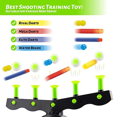 Glow in the Dark Floating Ball Shooting Targets for Kids: Hover Shot 1 Blaster Toy Gun Set with 10 Soft Foam Balls, 3 Darts