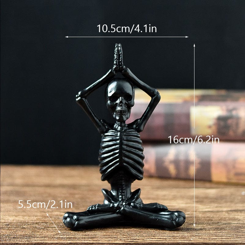 Black A Halloween Horror Desktop Decoration Resin Ornaments Feature Modeling Yoga Skull Skeleton