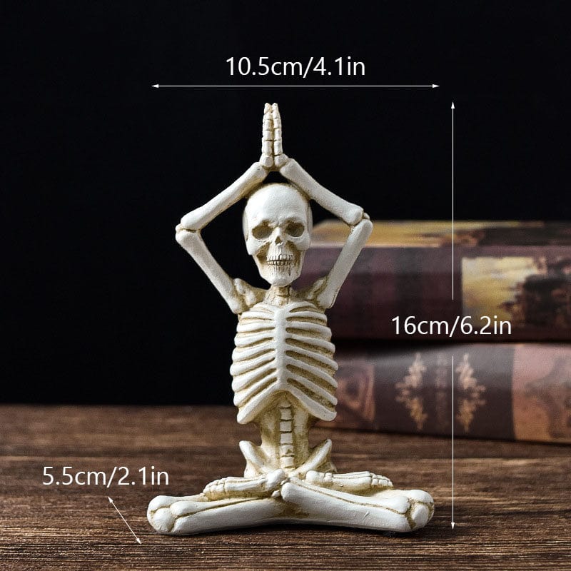 White A Halloween Horror Desktop Decoration Resin Ornaments Feature Modeling Yoga Skull Skeleton