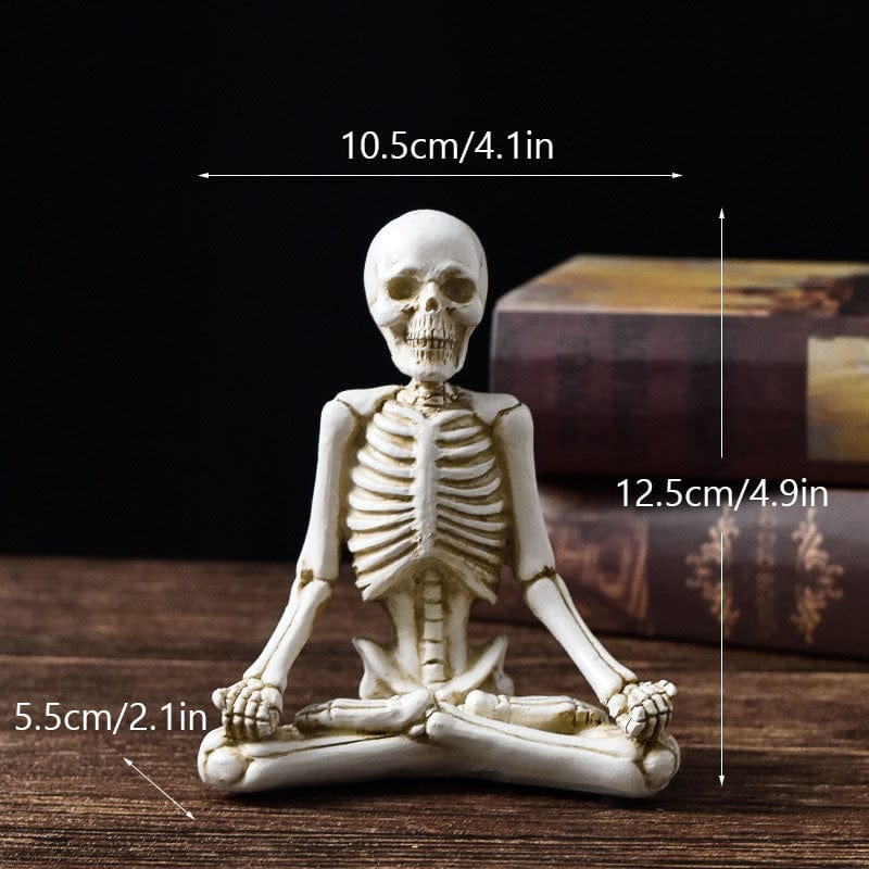 White C Halloween Horror Desktop Decoration Resin Ornaments Feature Modeling Yoga Skull Skeleton