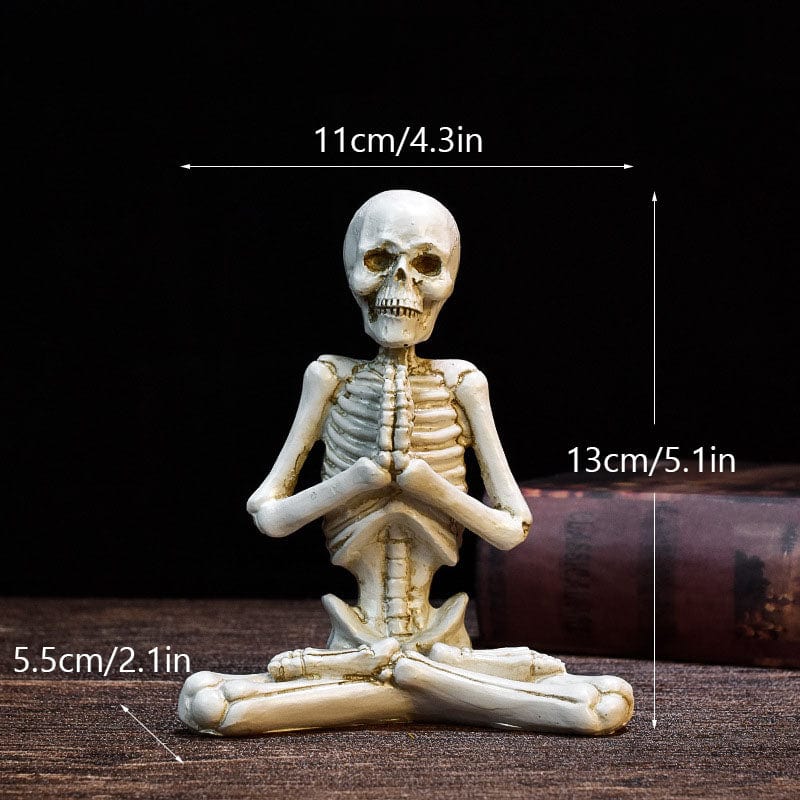 White D Halloween Horror Desktop Decoration Resin Ornaments Feature Modeling Yoga Skull Skeleton