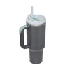 Charcoal / 1200ML Halloween Thermal Mug 40oz Straw Coffee Insulation Cup With Handle