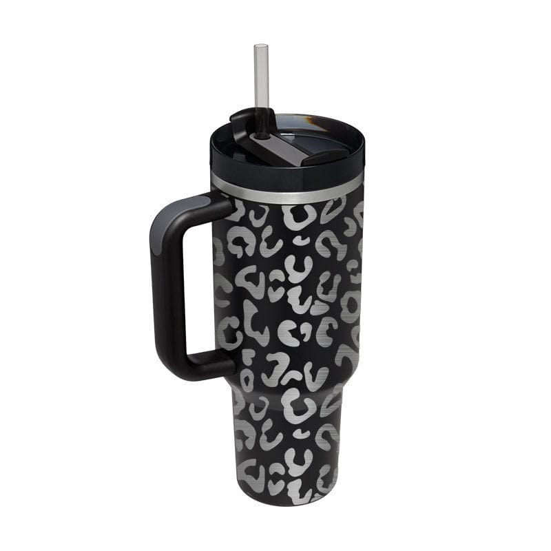 Eopard pattern laser / 1200ML Halloween Thermal Mug 40oz Straw Coffee Insulation Cup With Handle