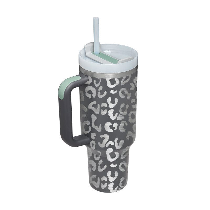 Grey / 1200ML Halloween Thermal Mug 40oz Straw Coffee Insulation Cup With Handle