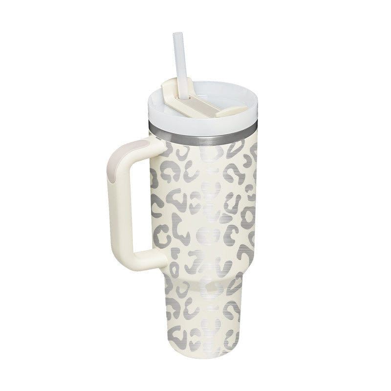 Ivory white / 1200ML Halloween Thermal Mug 40oz Straw Coffee Insulation Cup With Handle