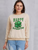 Khaki / S HAPPY ST. PATRICK'S DAY Dropped Shoulder Sweatshirt