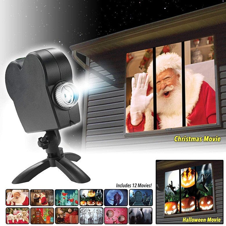 Black / US Holiday Laser Projector: 12 Movies, Indoor/Outdoor