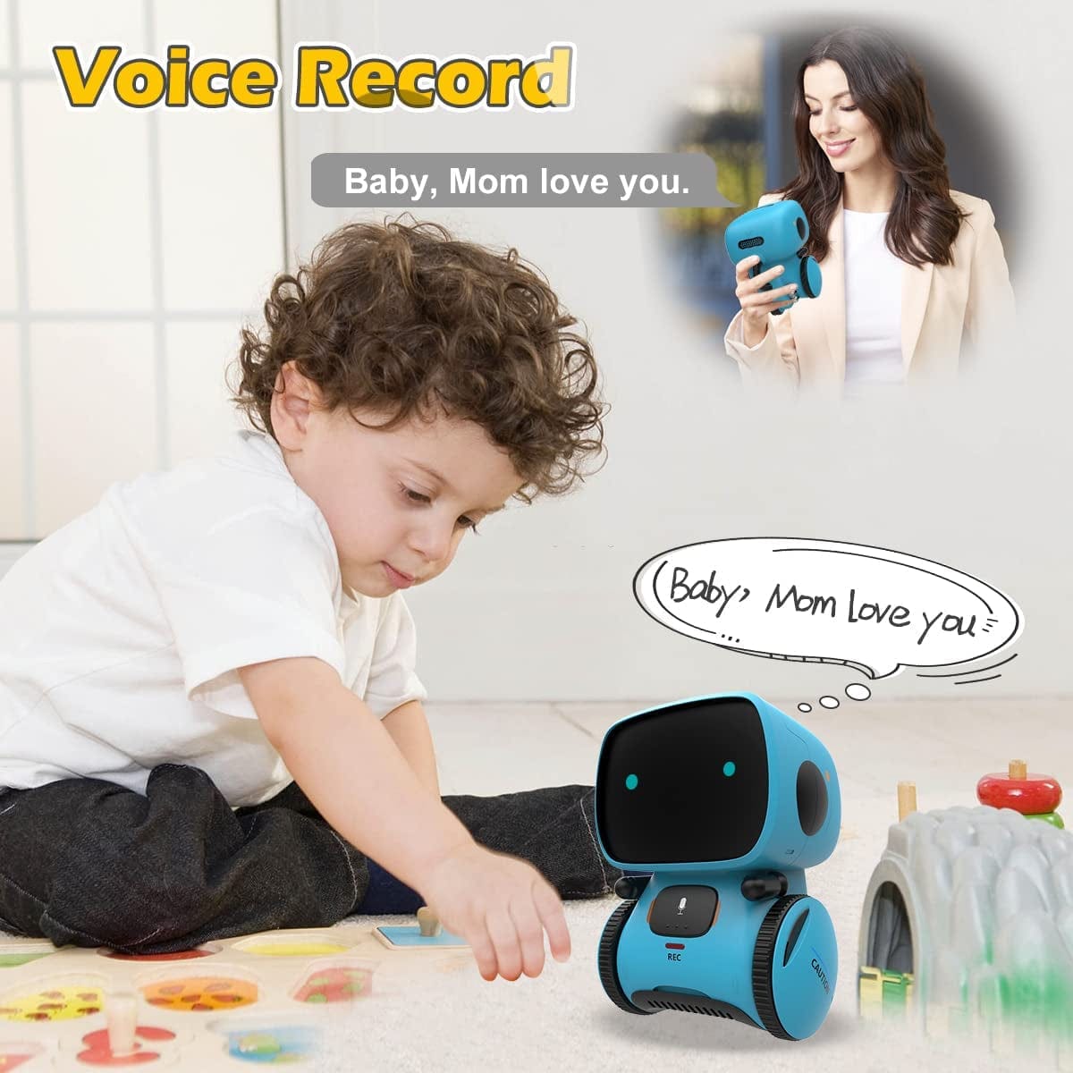 Blue Interactive Smart Robotic Toy for Kids: Touch Sensor, Voice Control, Speech Recognition, Singing, Dancing, Repeating, and Recording. Ideal for Boys and Girls Aged 3-8