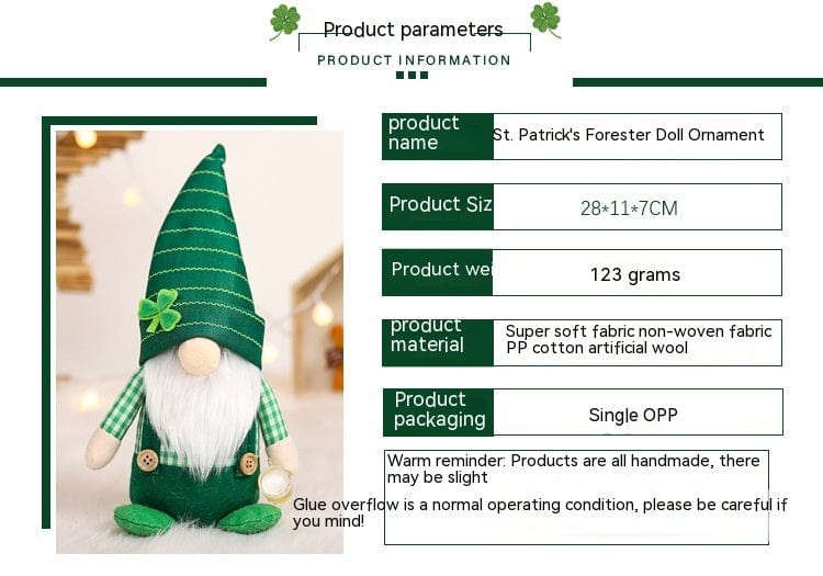 Irish Day Guardian: Holy Patrick Forest Man Doll Ornaments for Theme Party Decoration