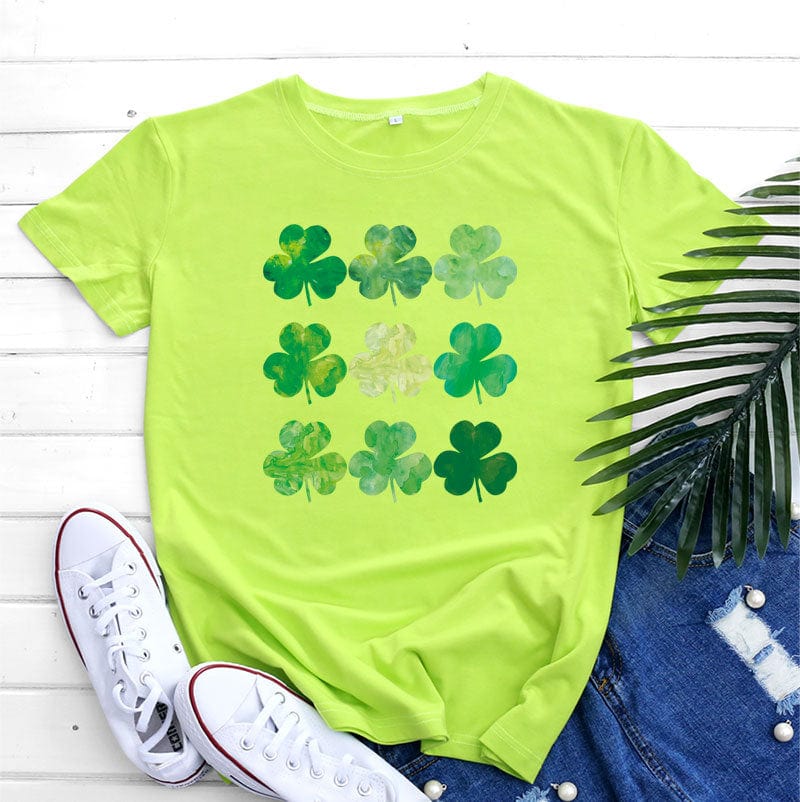 Fluorescent Green / L Irish Green Bliss: St. Patrick's Day Cotton Women's Short Sleeve Top