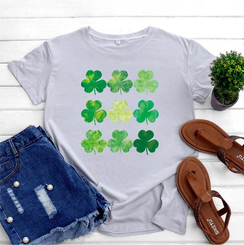 Light Gray / L Irish Green Bliss: St. Patrick's Day Cotton Women's Short Sleeve Top