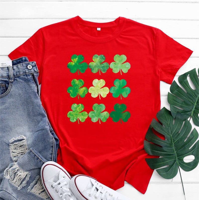 Red / L Irish Green Bliss: St. Patrick's Day Cotton Women's Short Sleeve Top