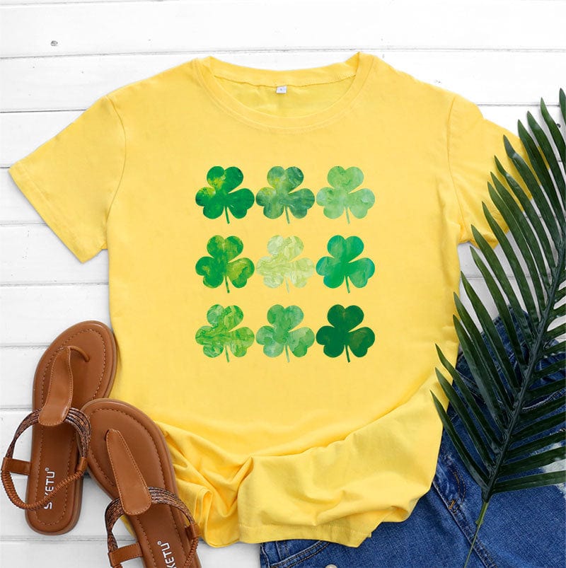 Yellow / L Irish Green Bliss: St. Patrick's Day Cotton Women's Short Sleeve Top