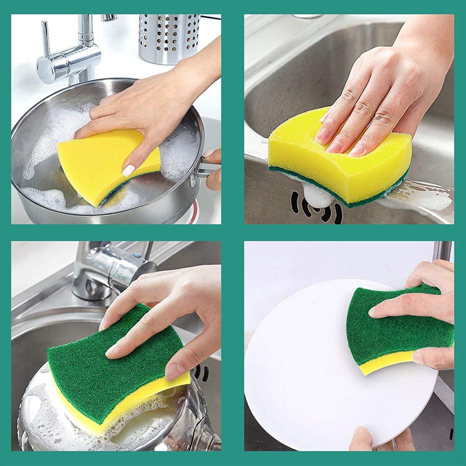 24 Pack Yellow Kitchen Cleaning Sponges,24 Pack Eco Non-Scratch for Dish,Scrub Sponges