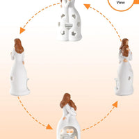 M  D Large Resin Mother and Daughters Angel Statue with Tealight Holder - Mother's Day Gift