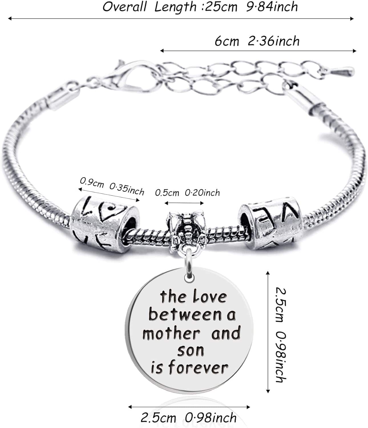 Mother And Son "Love between Mom & Son is forever" Bracelet for Mother' Day