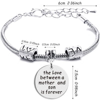 Mother And Son "Love between Mom & Son is forever" Bracelet for Mother' Day