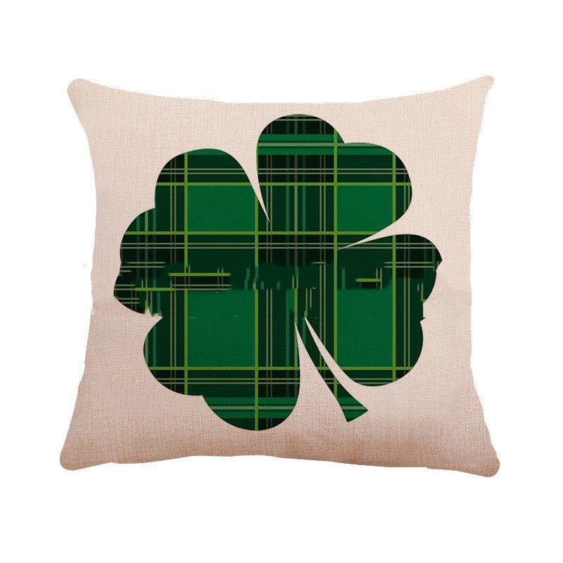 4 / 45*45cm Lucky Clover Charm: St. Patrick's Day Linen Throw Pillowcase