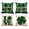 Lucky Clover Charm: St. Patrick's Day Linen Throw Pillowcase