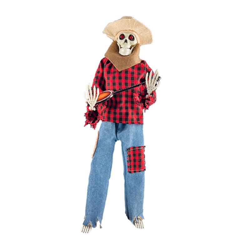 Non Luminous / Guitarist Red Plaid Luminous Halloween Skull Skeleton Decoration: Glowing Guitarist Skeletons