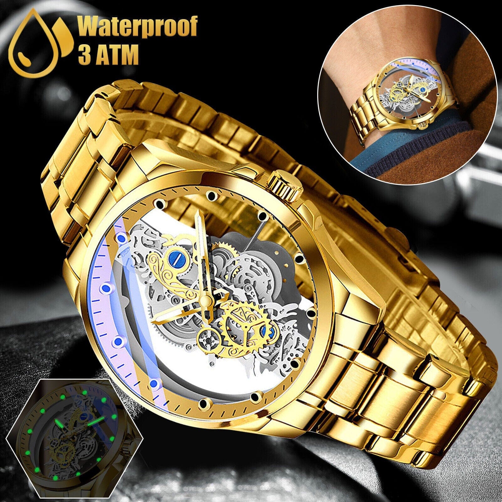 Luxury Waterproof Men's Watch with Anti-Scratch Stainless Steel, Quartz Movement, and Luminous Dial for Business Attire