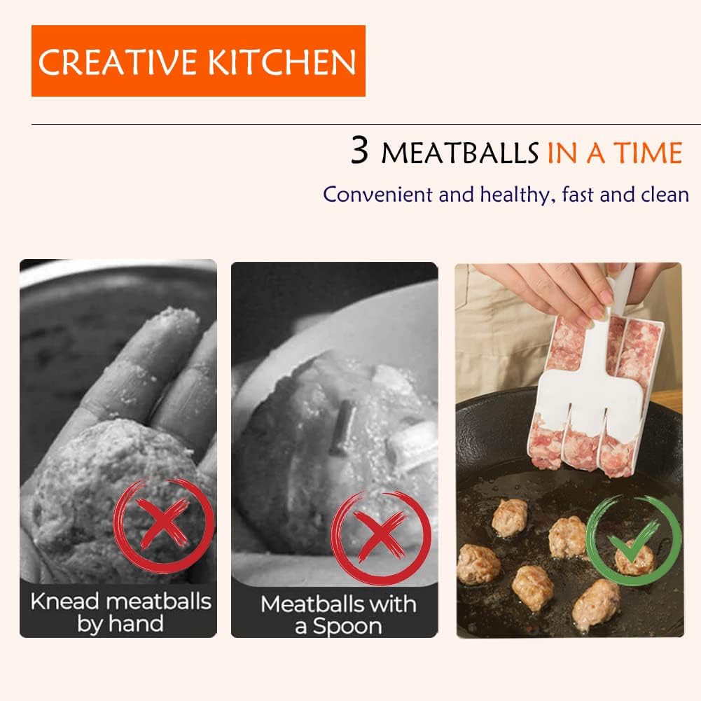 Triple Mold*1 Set Make Perfectly Shaped Meatballs in No Time with the Creative Kitchen Triple Meatball Maker