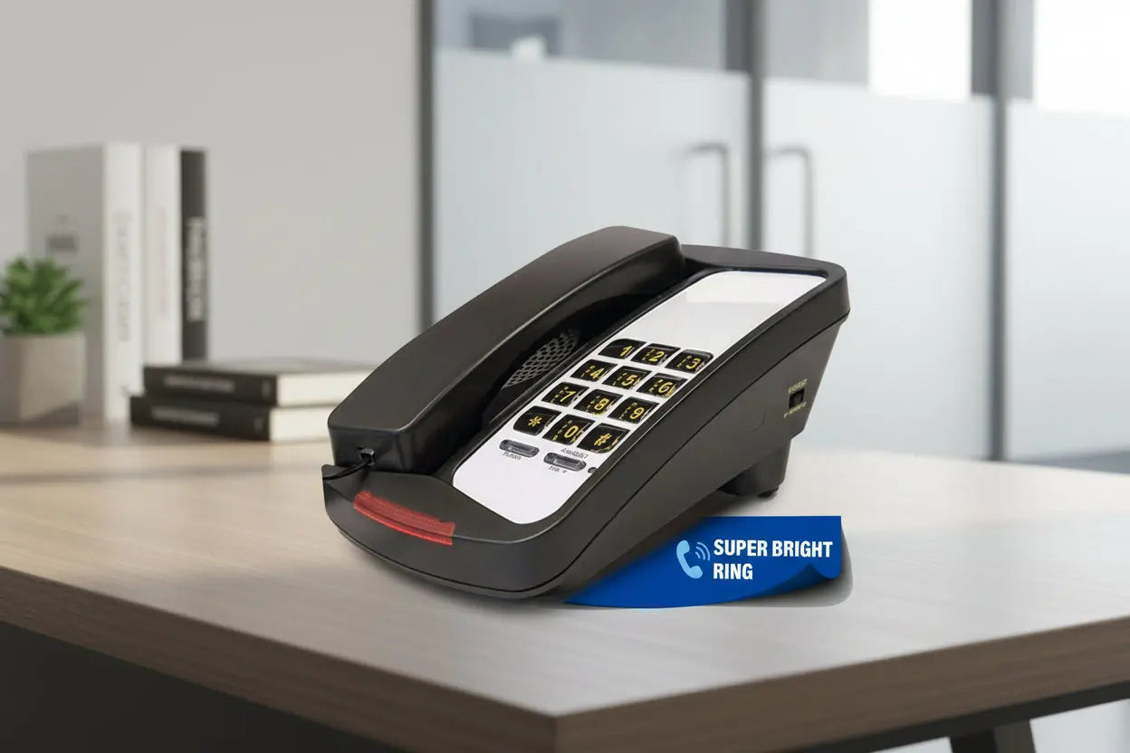 Med-Pat D800 Analog Desk Telephone – Hearing Aid Compatible Phone with Volume Boost