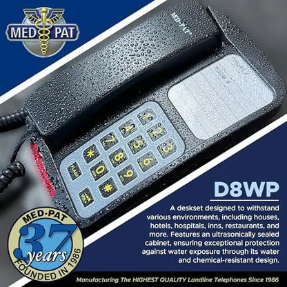 Med-Pat D8WP Water-Resistant Corded Telephone with Oversized Waterproof Keypad