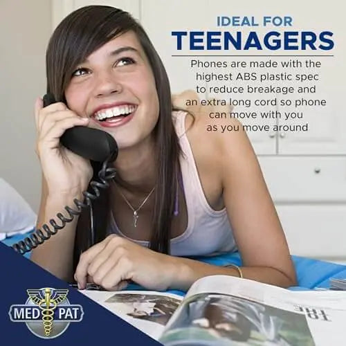 Med-Pat T-4 Trimline Corded Telephone with Backlit Keypad & Hearing Aid Compatibility