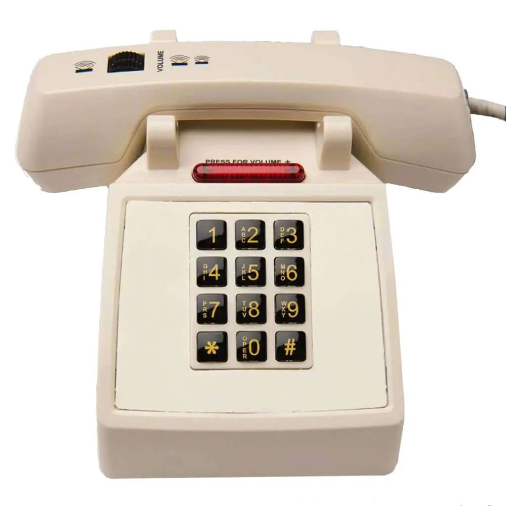 Med-Pat D2600C Retro Corded Desk Phone – Vintage Push-Button Landline Telephone