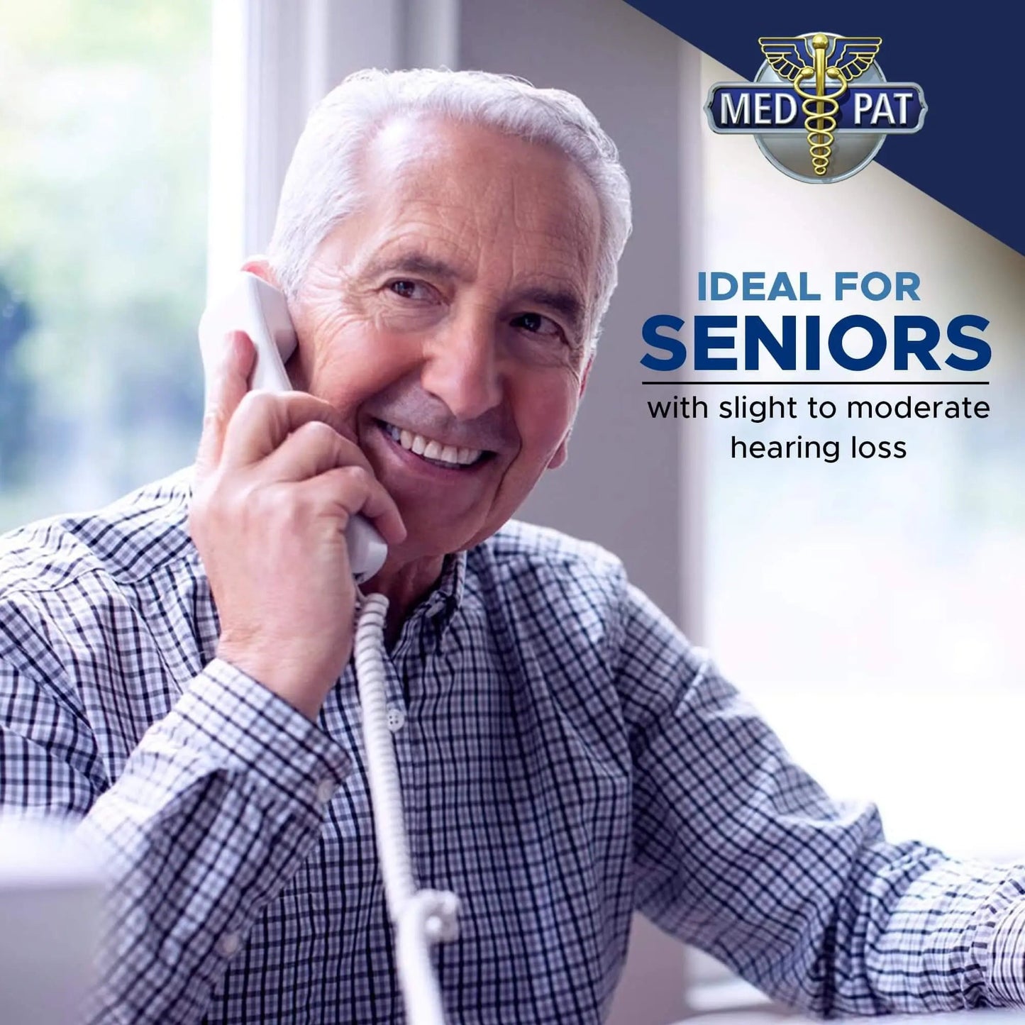 Med-Pat T1C Trimline Corded Telephone – Hearing Aid Compatible Phone, Dove Gray