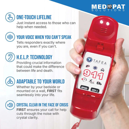 FIRST Emergency Auto Dialer Phone – Lift-to-Call Emergency Phone for Seniors & Home Safety
