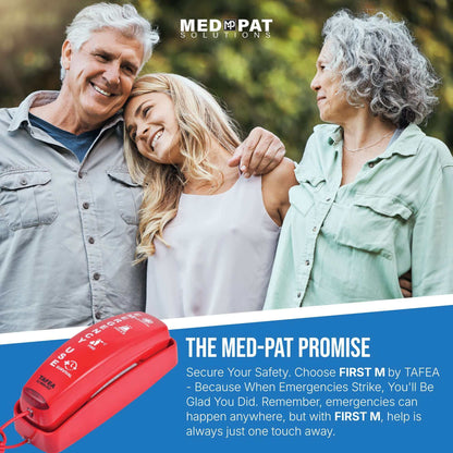 FIRST M Emergency Phone – One-Touch Landline Emergency Phone with 4 Programmable Contacts