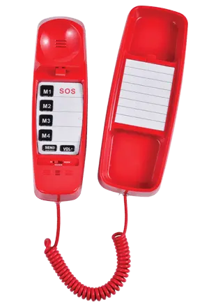 FIRST M Emergency Phone – One-Touch Landline Emergency Phone with 4 Programmable Contacts