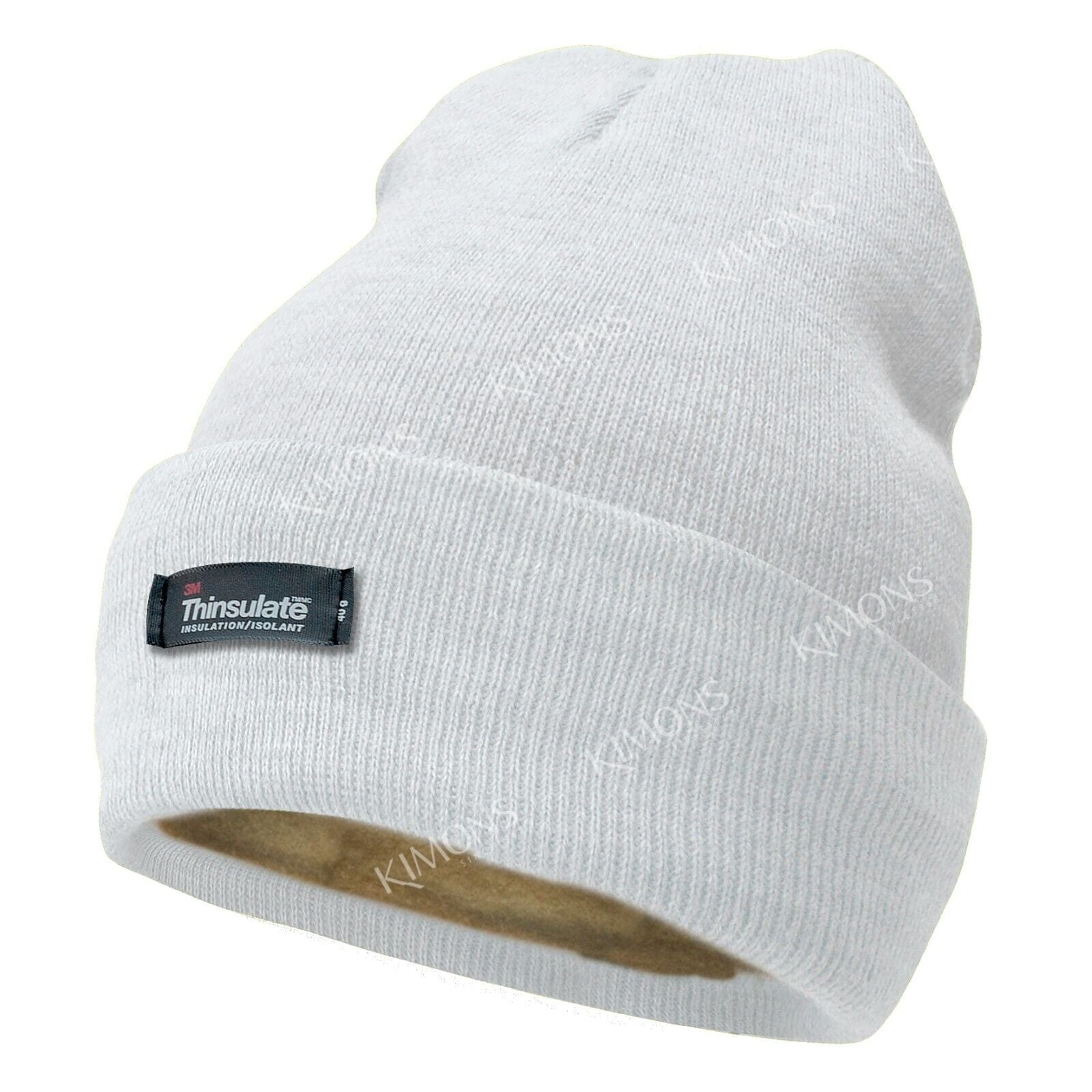 White Men's and Women's Winter Thermal Fleece Lined Insulated Knit Beanie Hat